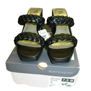 NWT Worthington Womens Black Lenning Heeled Sandals Size 7.5